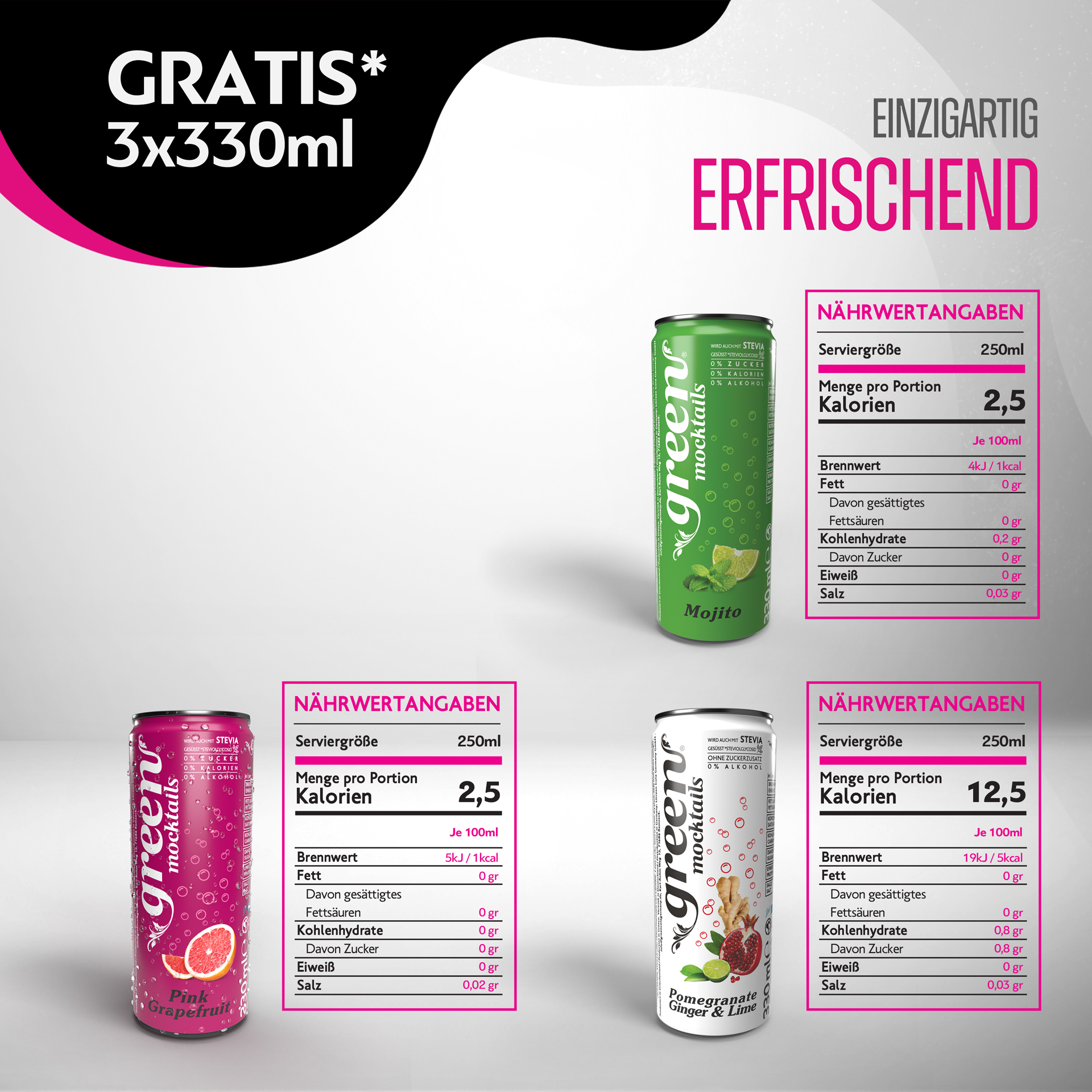 Gratis - Probierpaket Green Mocktails 3x330ml DPG