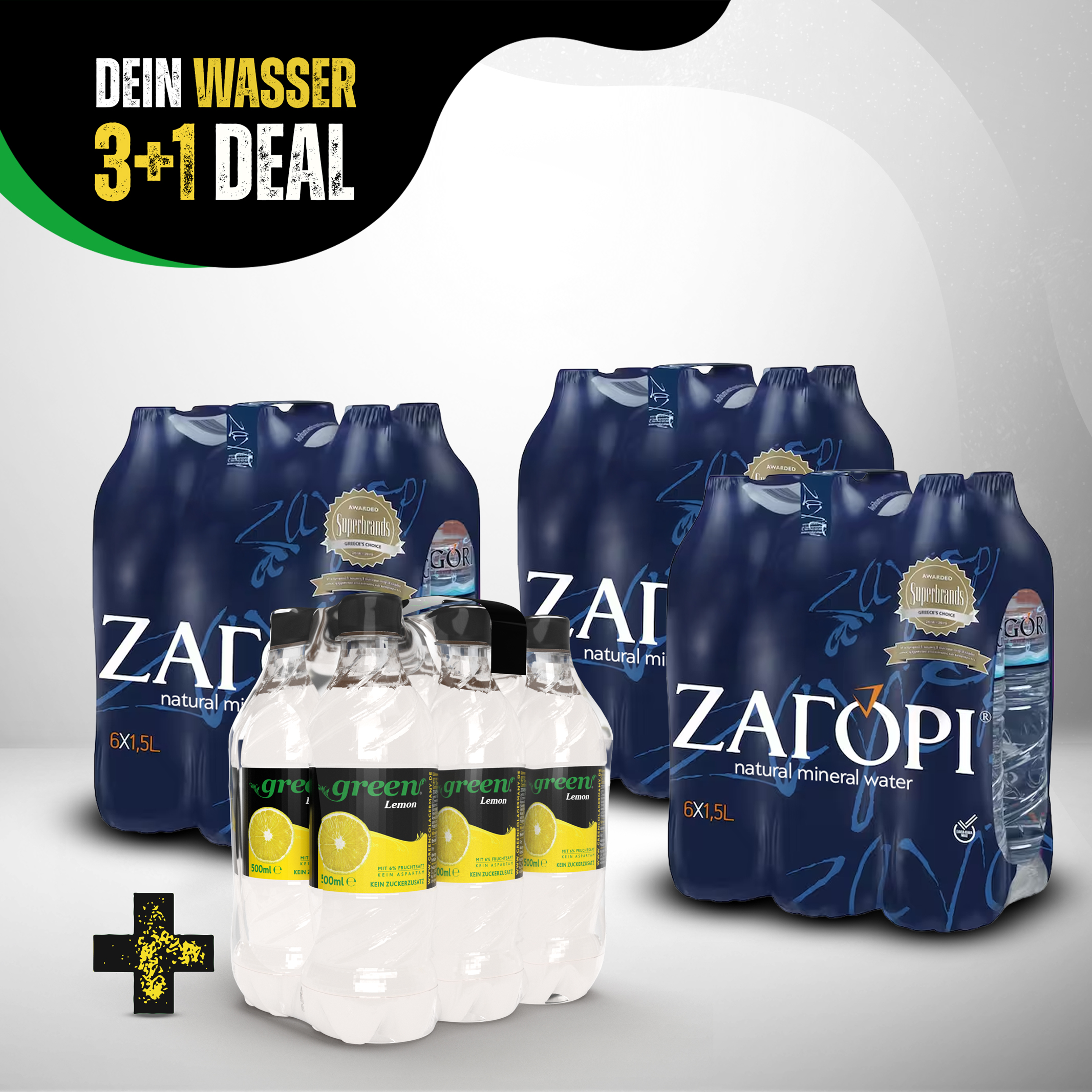 ZAGORI 3+1 Deal – Green Lemon 500 ml + ZAGORI Mineralwasser 1,5 L