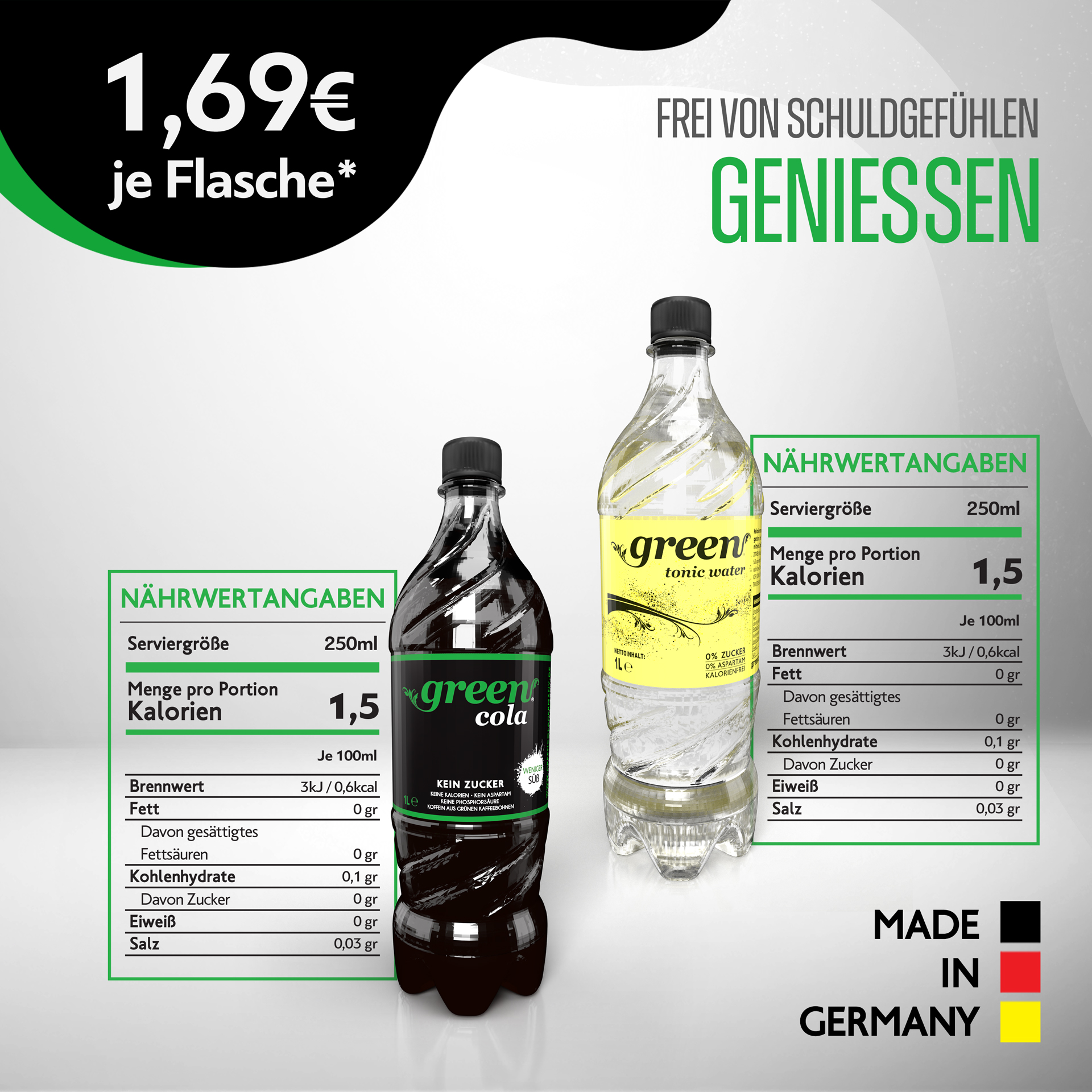 Green Cola-Tonic Mix Paket 24 x 1l Pet