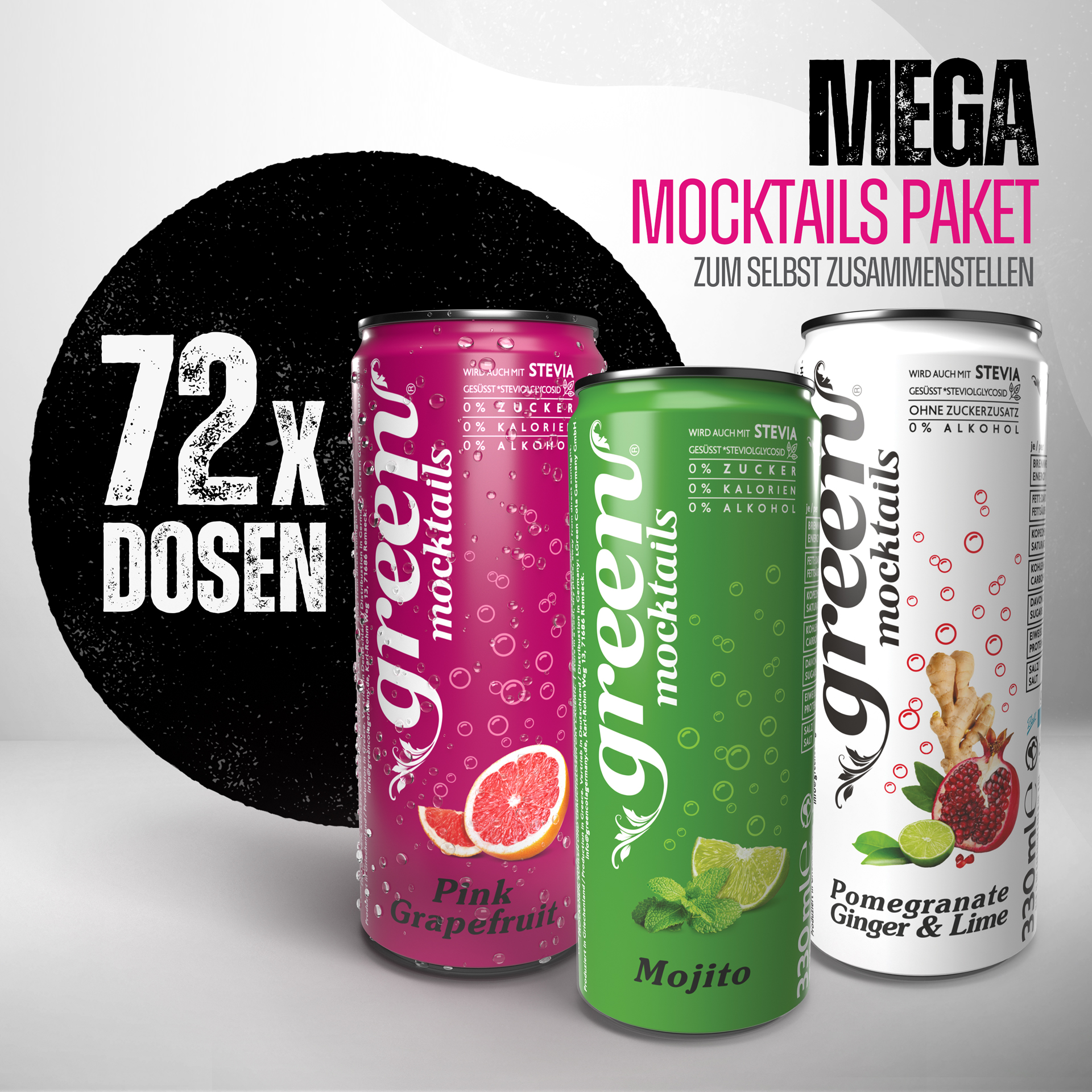 Green Mega Mix Paket Mocktails 72 x 330ml Dosen