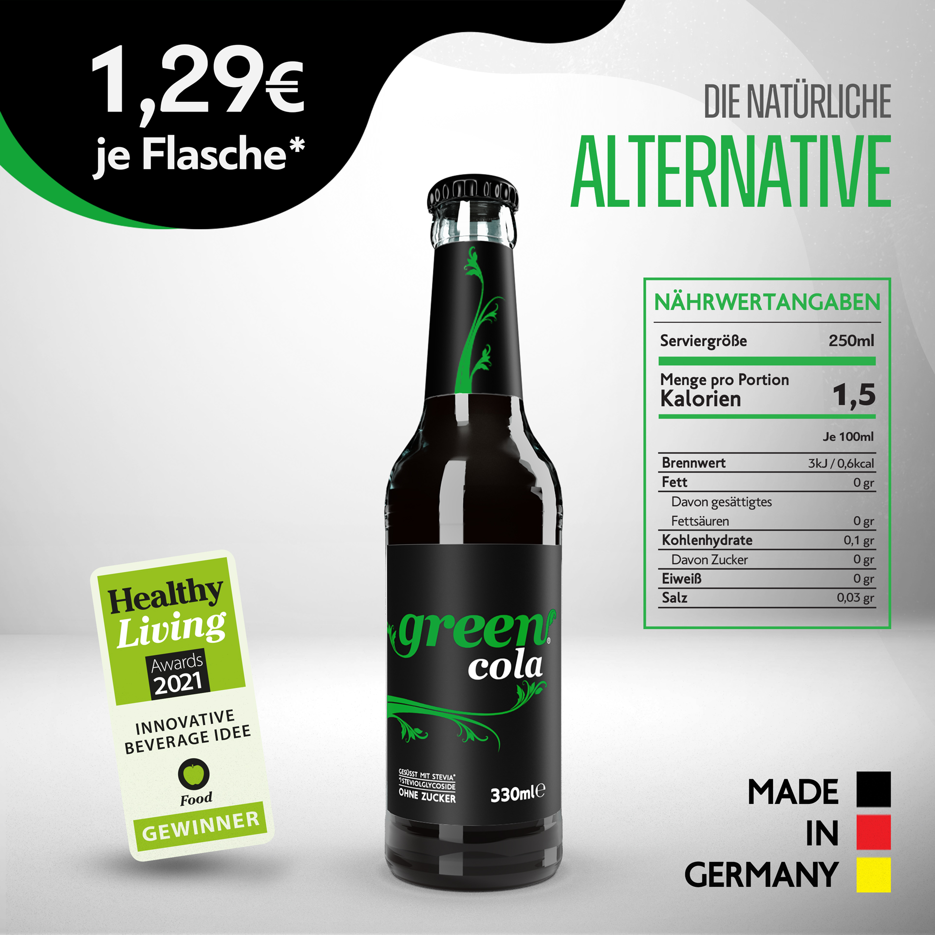 Green Cola - 18 x 0,33L Mehrweg-Glasflasche 