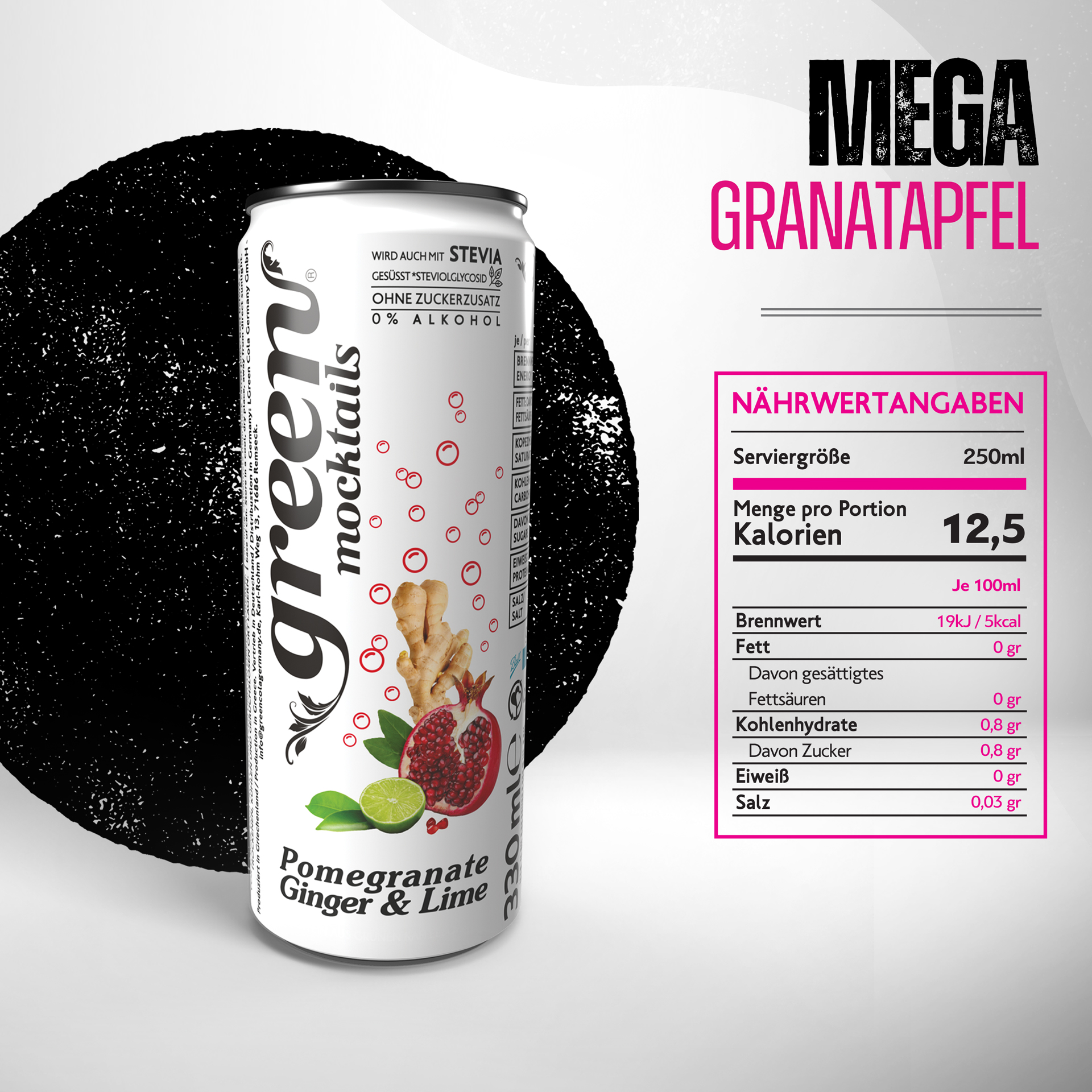 Green Mega Granatapfel-Ingwer-Limette Paket 72 x 330ml Dosen