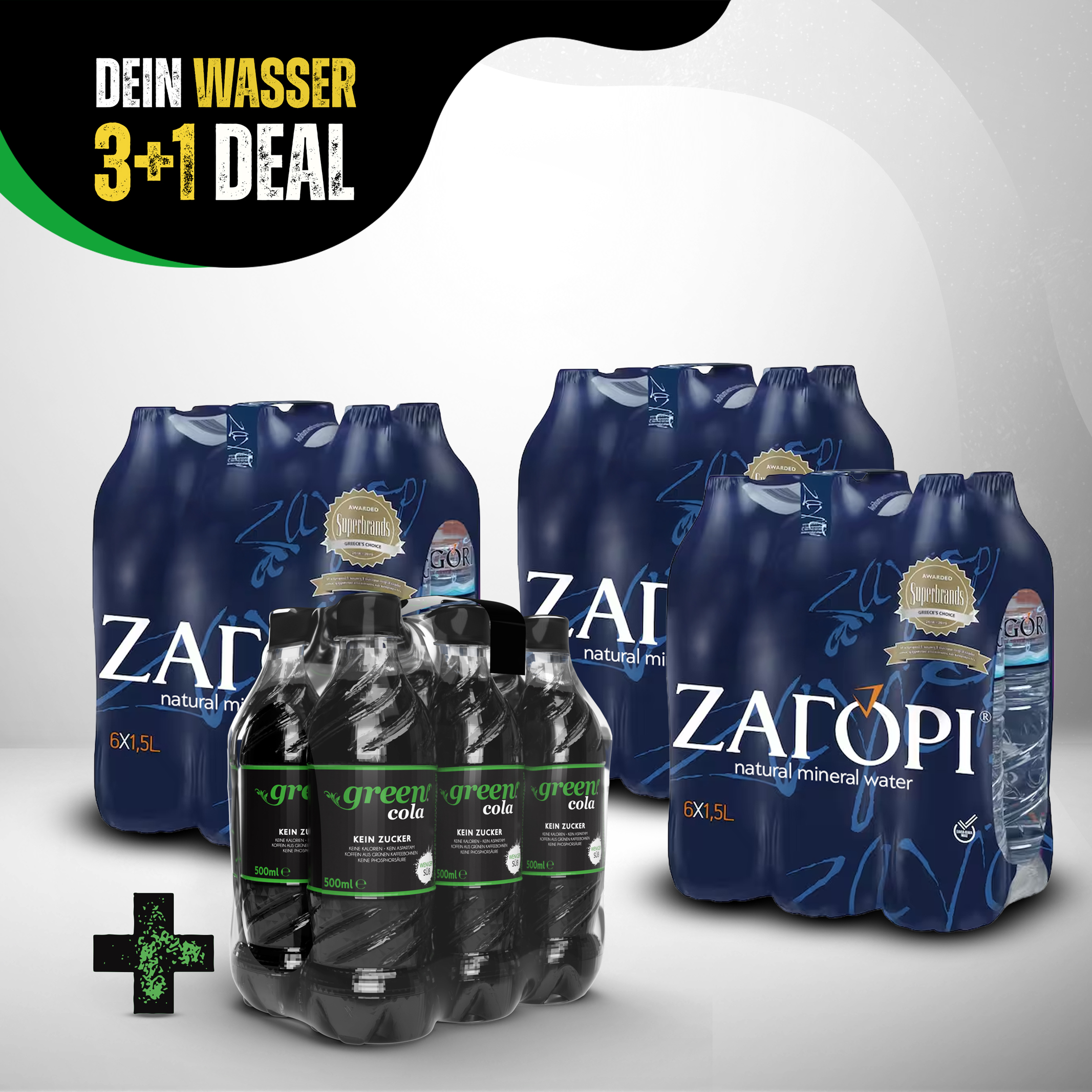 ZAGORI 3+1 Deal – Green Cola 500 ml + ZAGORI Mineralwasser 1,5 L