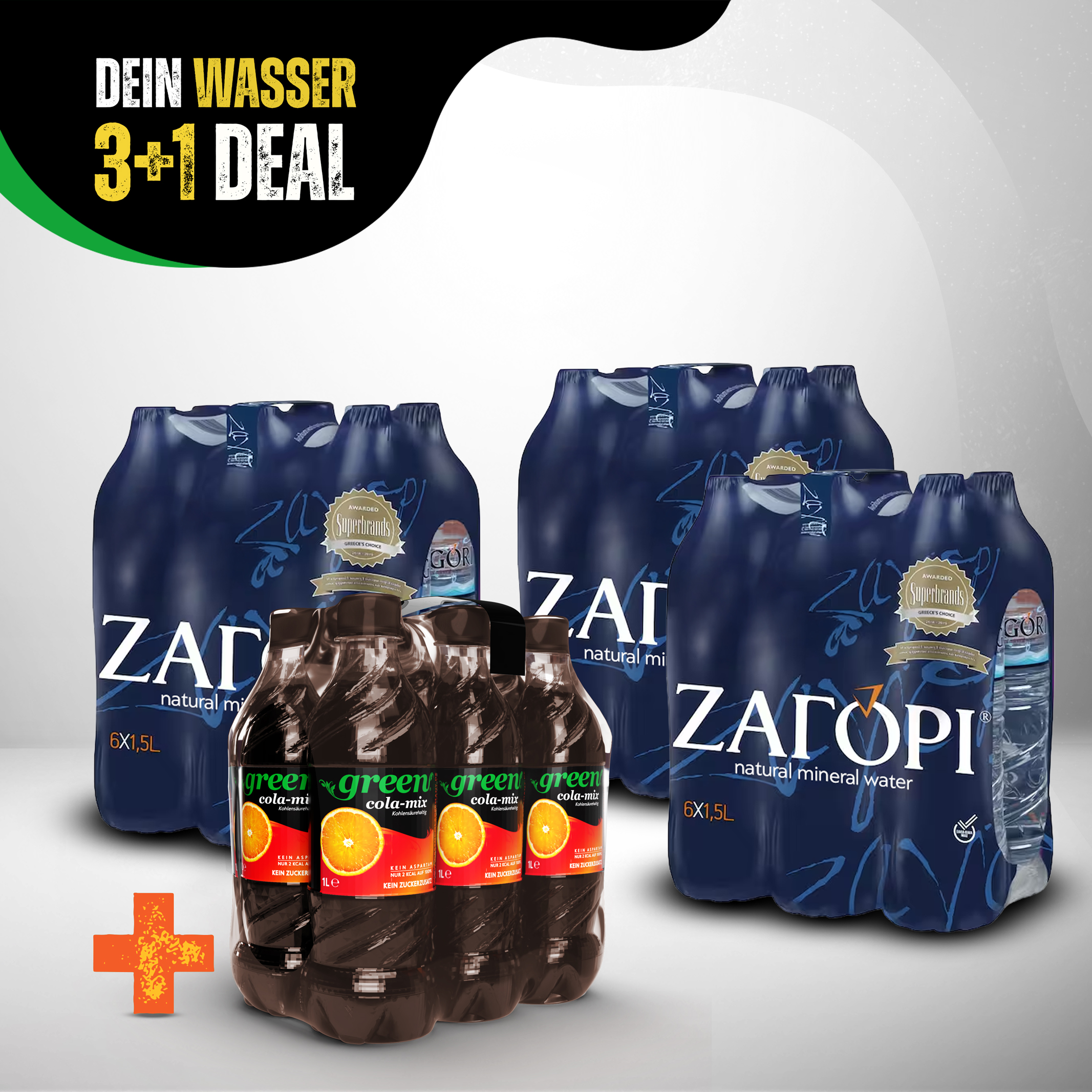 ZAGORI 3+1 Deal – Green Cola-MIX 500 ml + ZAGORI Mineralwasser 1,5 L