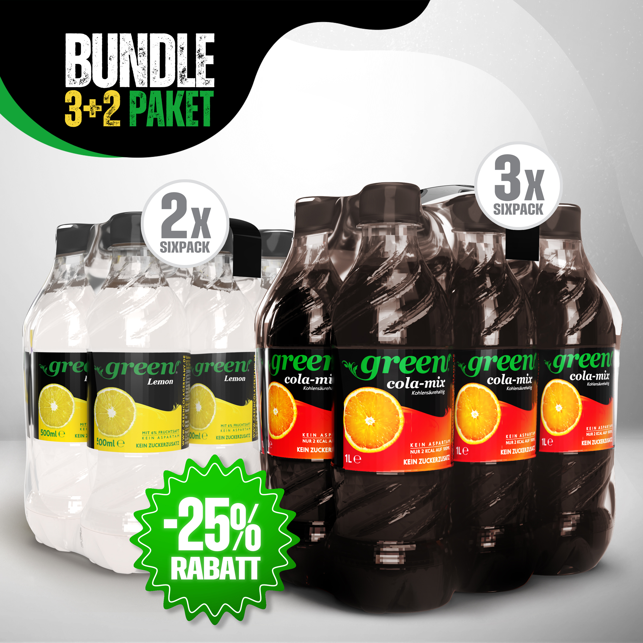 Green Cola-MIX - Green Lemon Bundle Paket 18 x 1L & 12 x 500ml Pet 