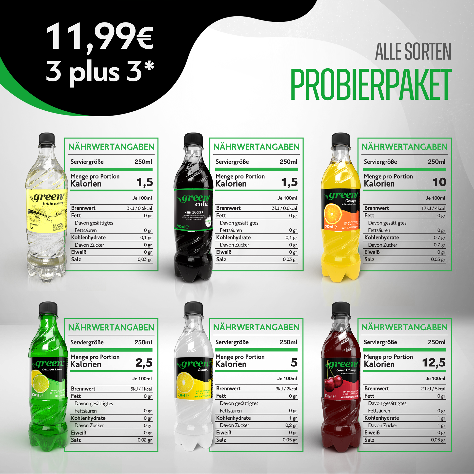 Green Limonaden - Alle Sorten Probierset