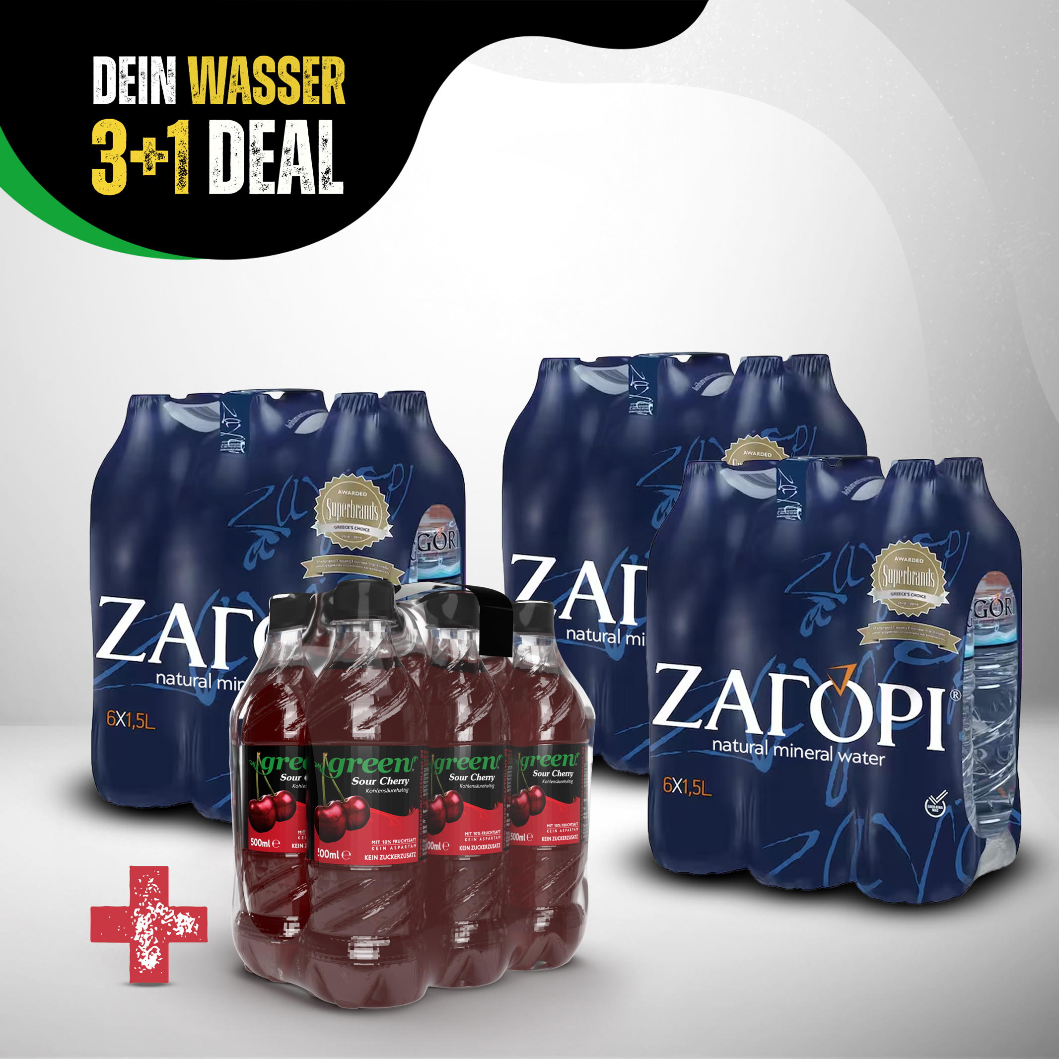 ZAGORI 3+1 Deal – Green Sour Cherry 500 ml + ZAGORI Mineralwasser 1,5 L