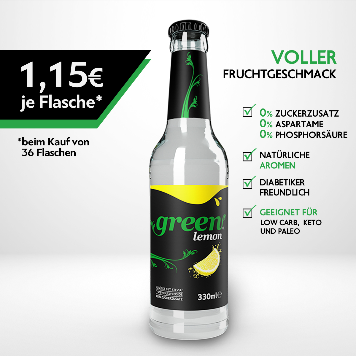 Green Lemon- 18 x 0,33L Mehrweg-Glasflasche